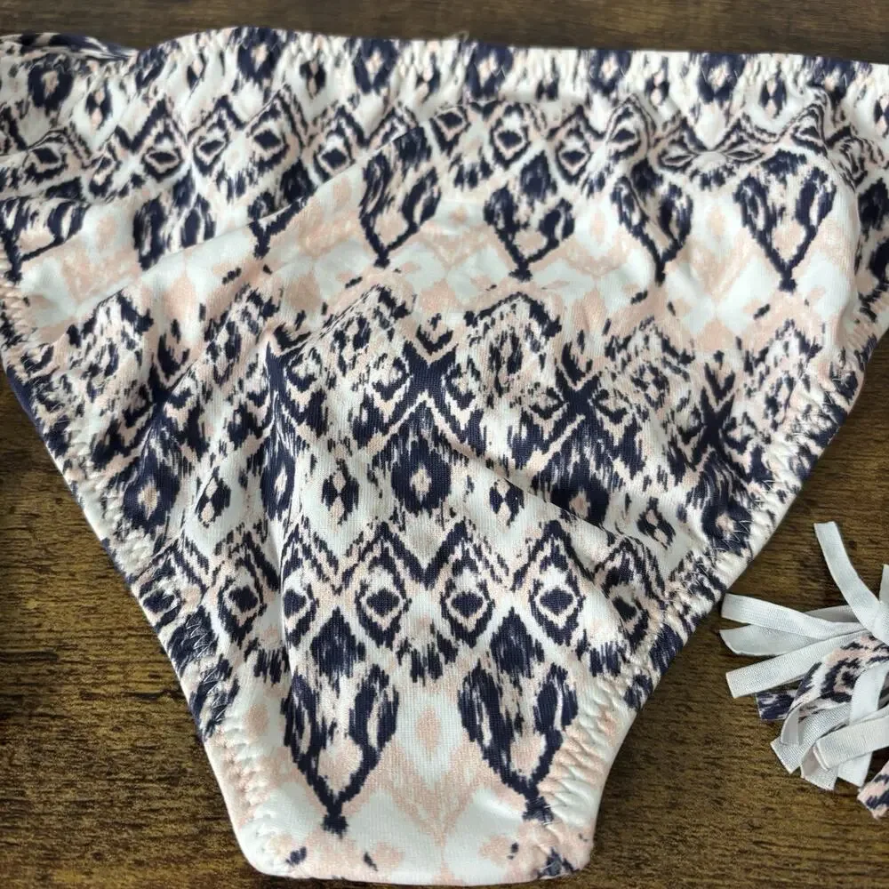 Eberjey Womens Bikini Bottom Small Blue Pink Ikat Rumba Eva Side‎ Tie String New